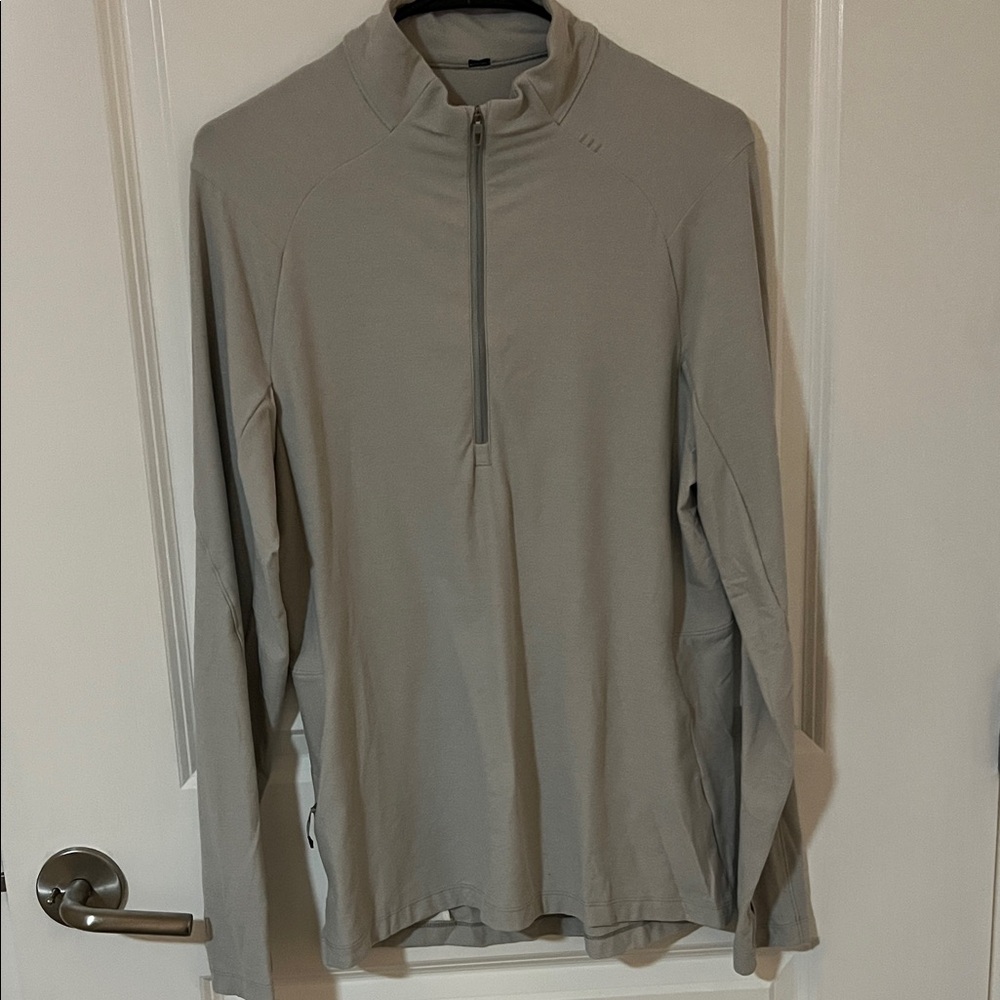 Gray Quarter-Zip long sleeve with thumb loops